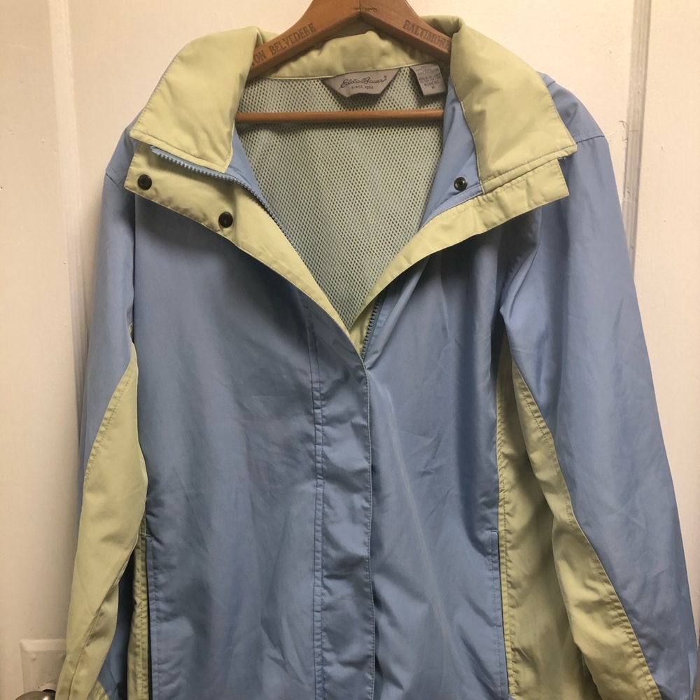 Vintage Eddie Bauer Blue and Green  Rain Coat M